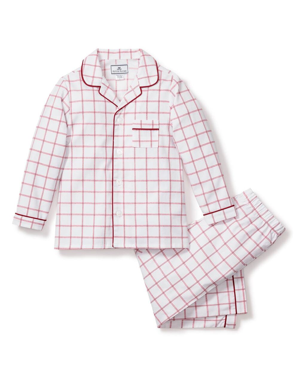 Petite Plume Kids Pajama Set Size 14 Red White Grid Check Flame Resistant Lounge